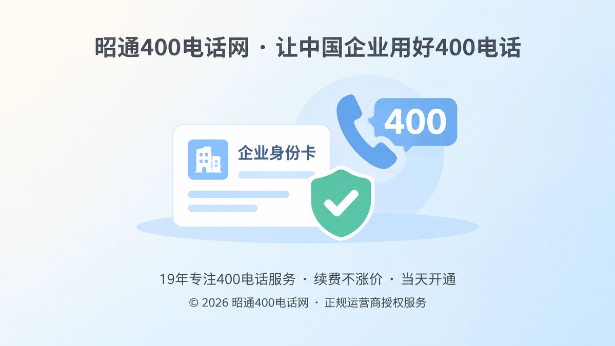 企业身份卡与400号码核验扁平插画